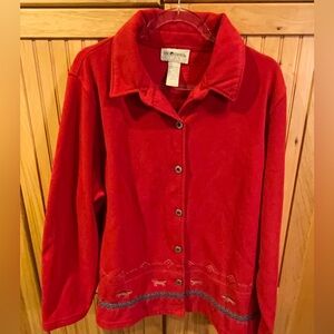 Sag Harbor Red Button-Up Sweater